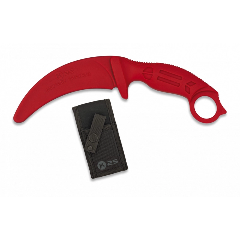 Couteau d'entraînement incurvé caoutchouc K25 rouge